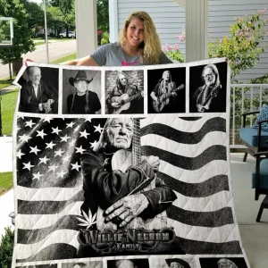 Willie Nelson Quilt Blanket Black And White and Home Decor