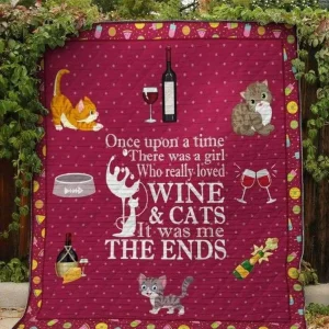 Wine And Cat Quilt and Home Decor