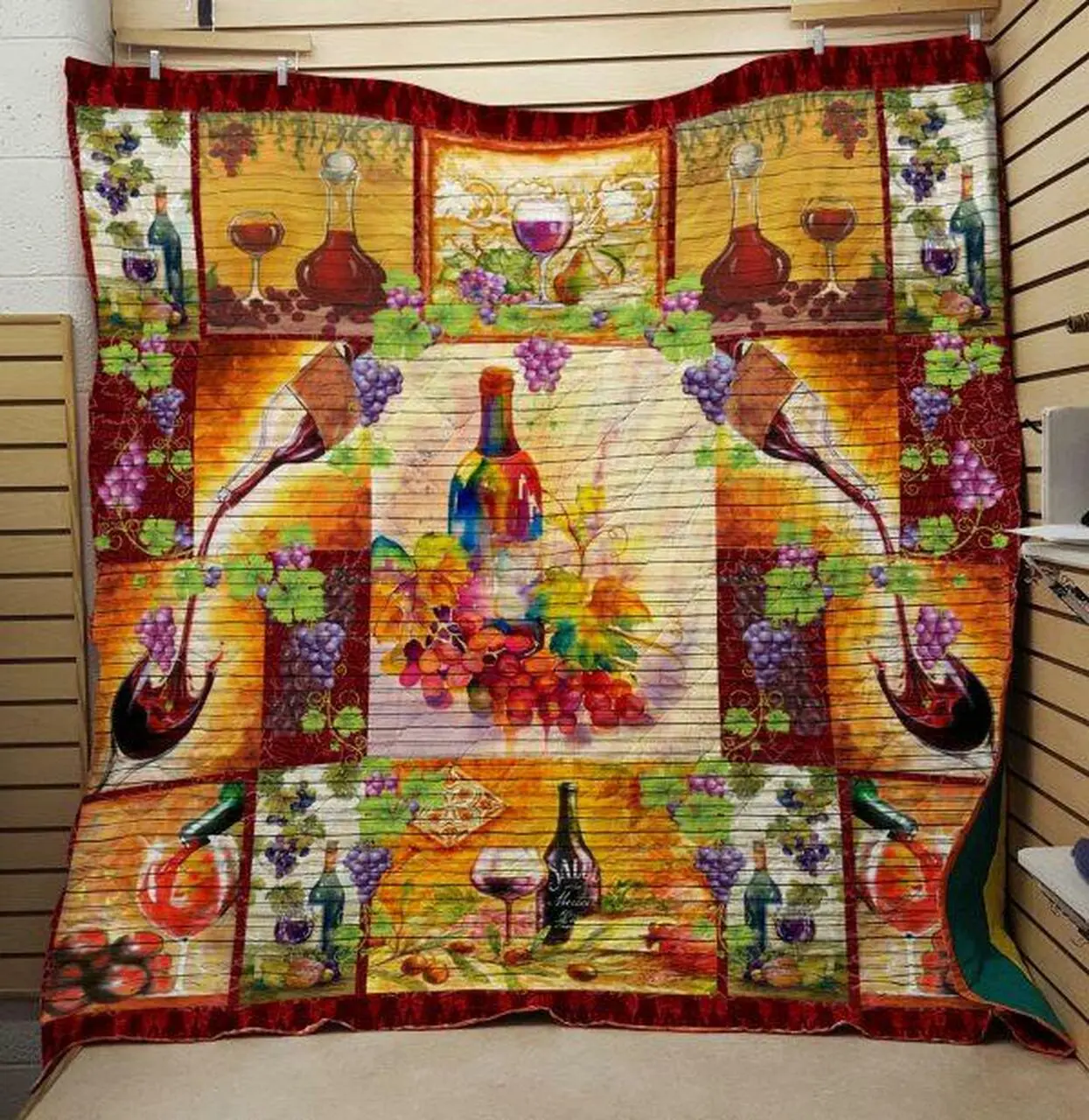 Wine And Grape Quilt and Home Decor