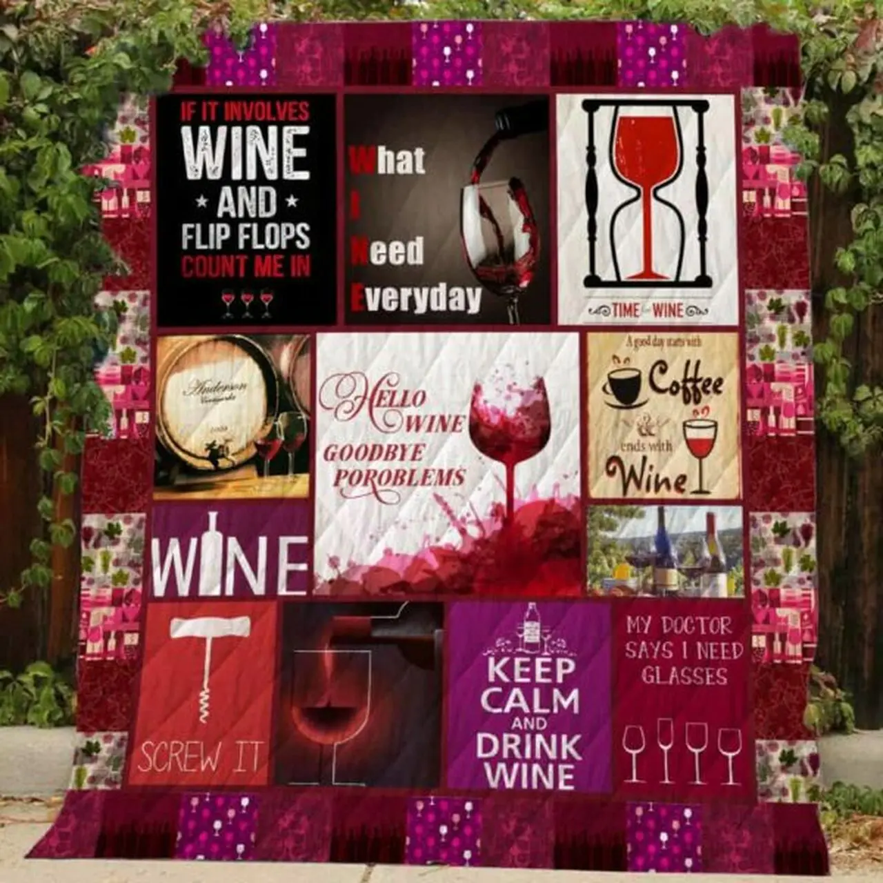 Wine Quilt and Home Decor