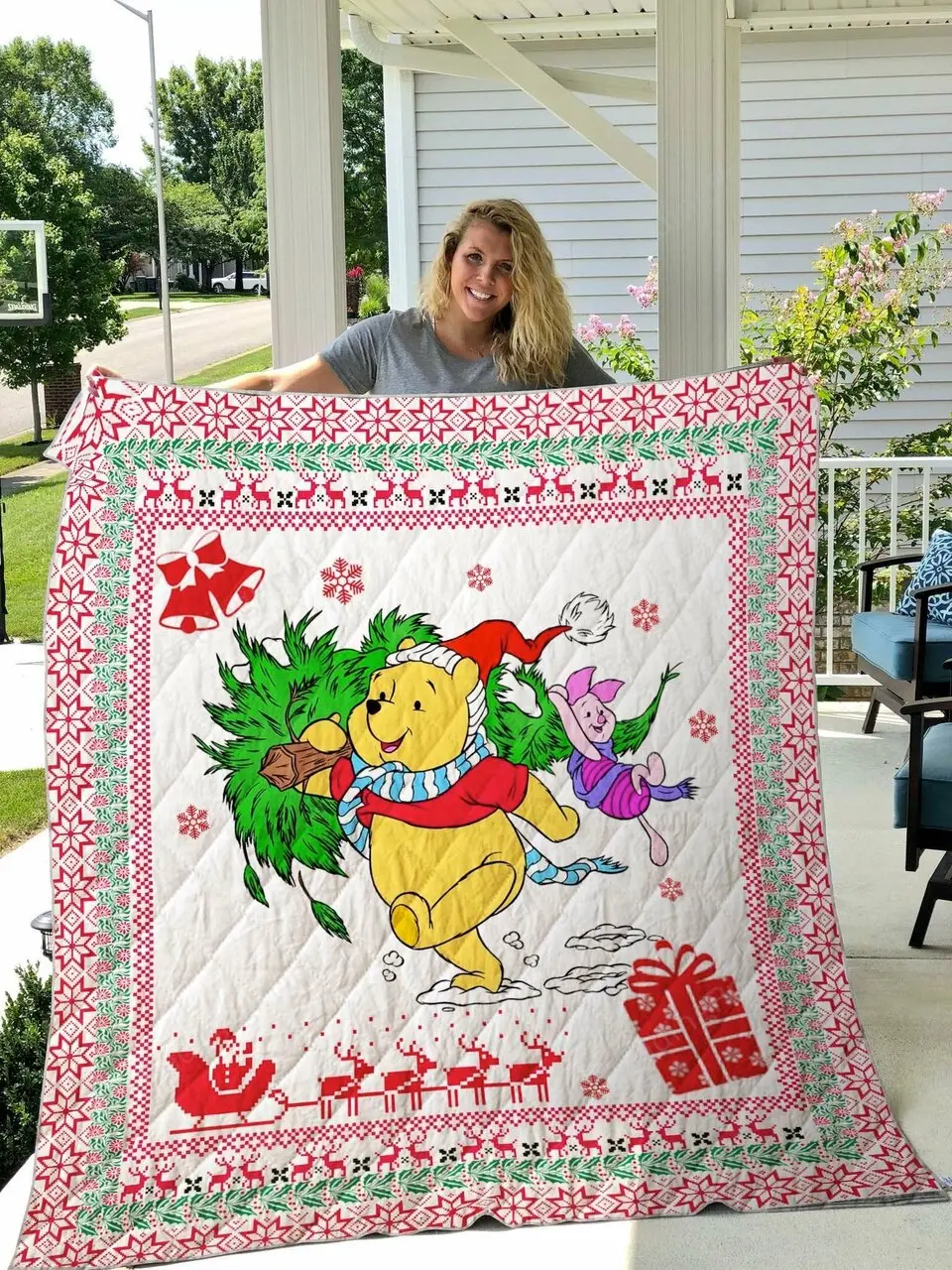 Winnie The Pooh Christmas Quilt Blanket and Home Decor