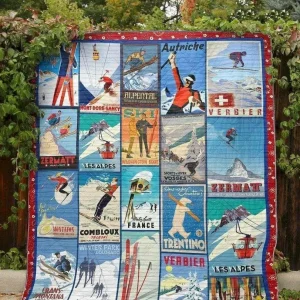 Winter Skiing Day Hur Quilt od and Home Decor