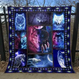 Winter Wolf Quilt Blanket Lk08 Quilt and Home Decor