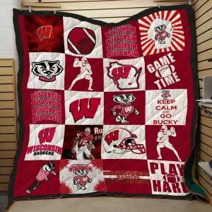WISCONSIN BADGERS 3D Personalized Customized Quilt Blanket 1008 and Home Decor