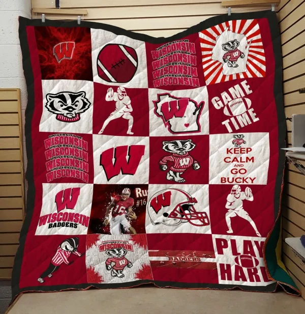 WISCONSIN BADGERS 3D Personalized Customized Quilt Blanket 1008 and Home Decor