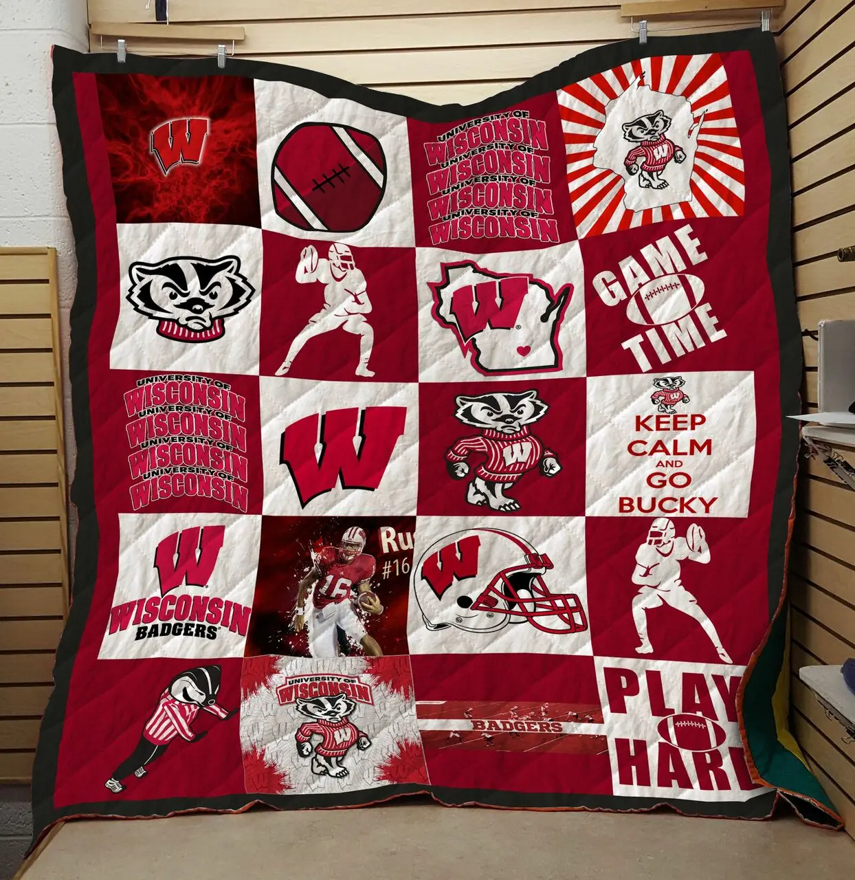 WISCONSIN BADGERS 3D Personalized Customized Quilt Blanket 1008 and Home Decor