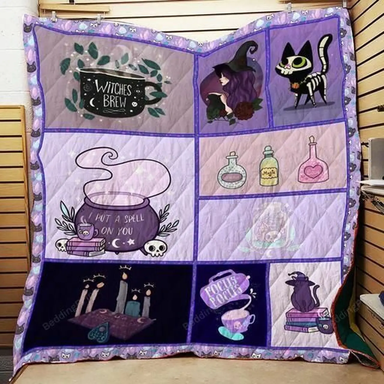 Witch Purple Quilt Blanket and Home Decor