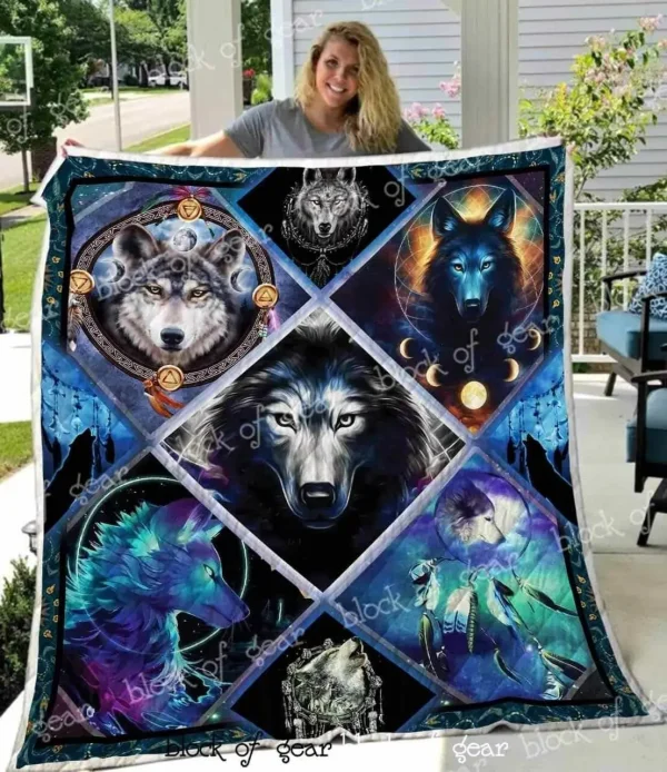 Wolf And Dreamcatcher Blanket Kc1707 Quilt and Home Decor