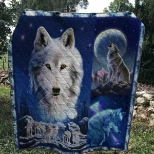 Wolf In The Night Quilt V1 and Home Decor