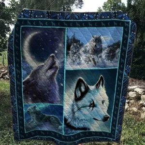 Wolf In The Night Quilt V2 and Home Decor