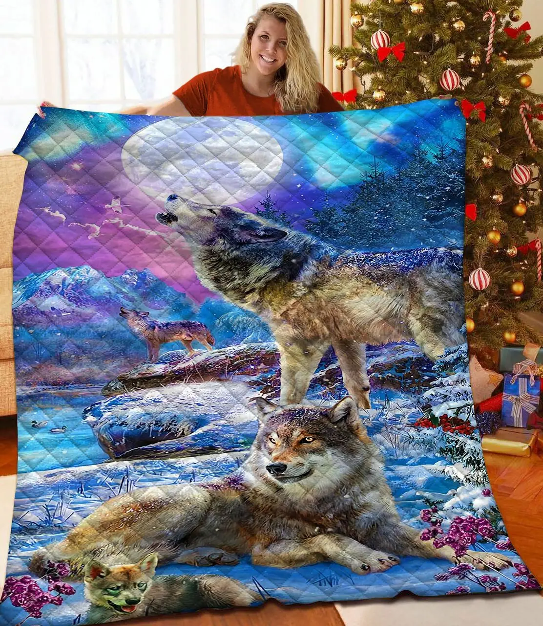 Wolf JFJ15076 3D Customized Quilt 2707 and Home Decor