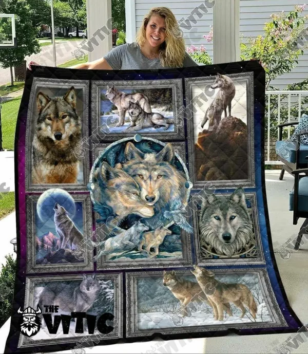 Wolf Quilt Blanket 3505 and Home Decor