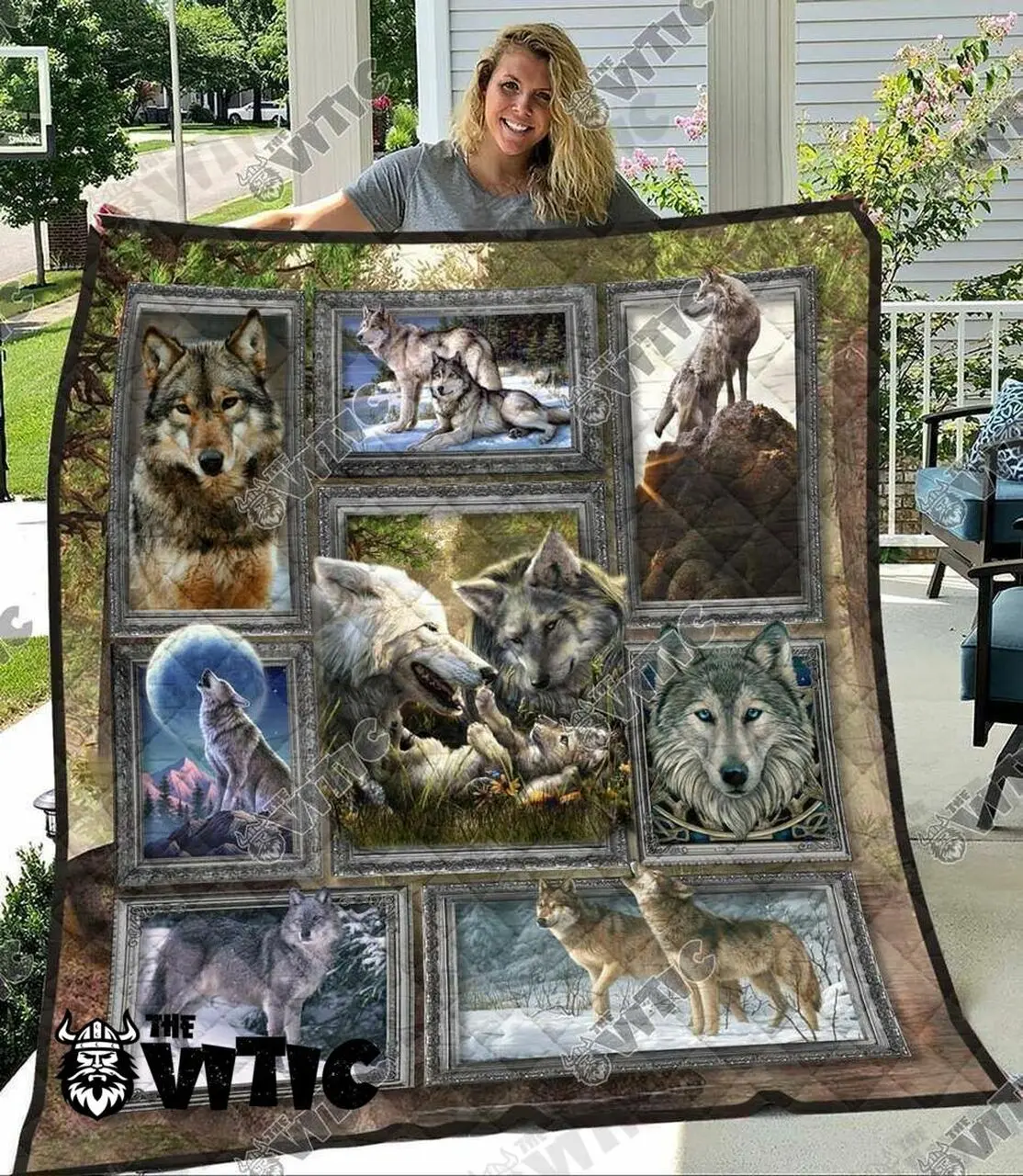 Wolf Quilt Blanket 3507 and Home Decor