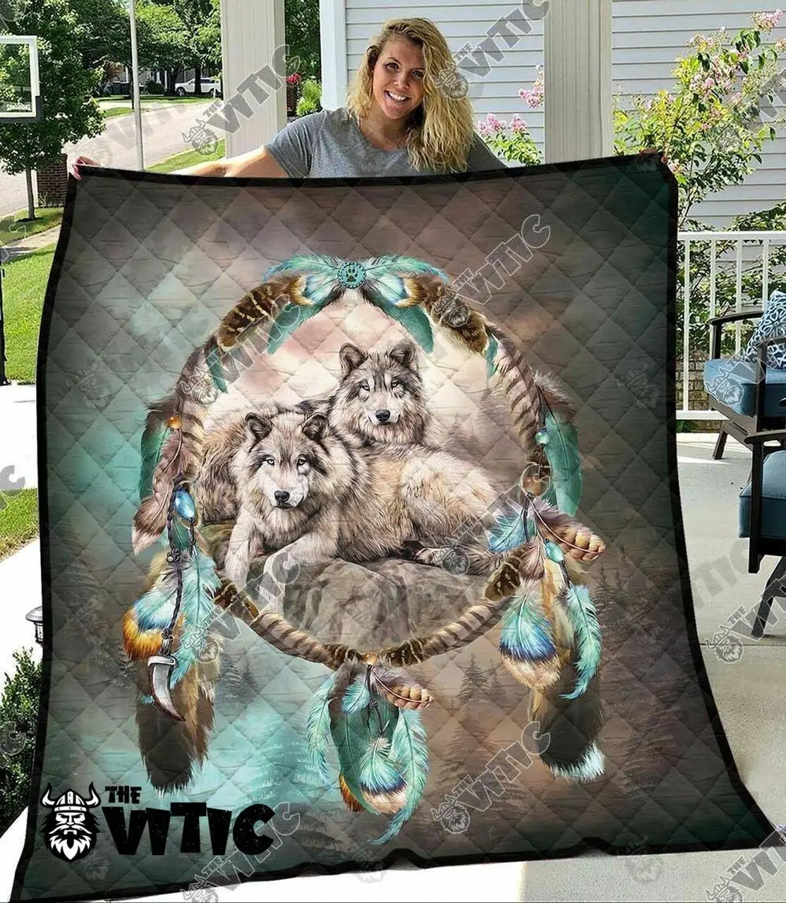 Wolf Quilt Blanket 3565 and Home Decor