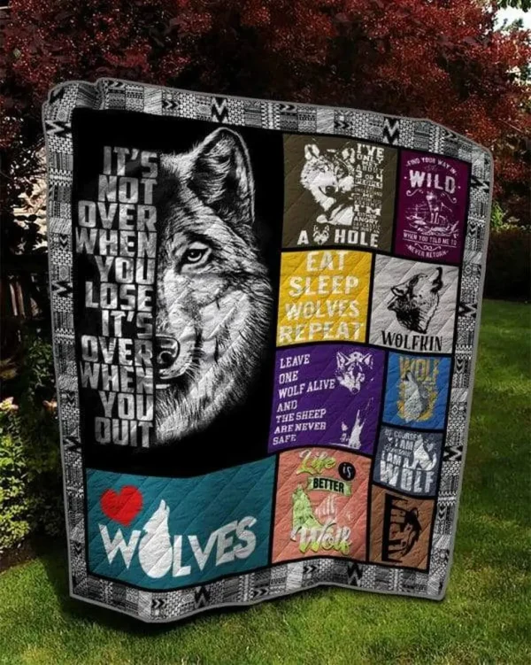 Wolf Quotes Quilt V2 and Home Decor