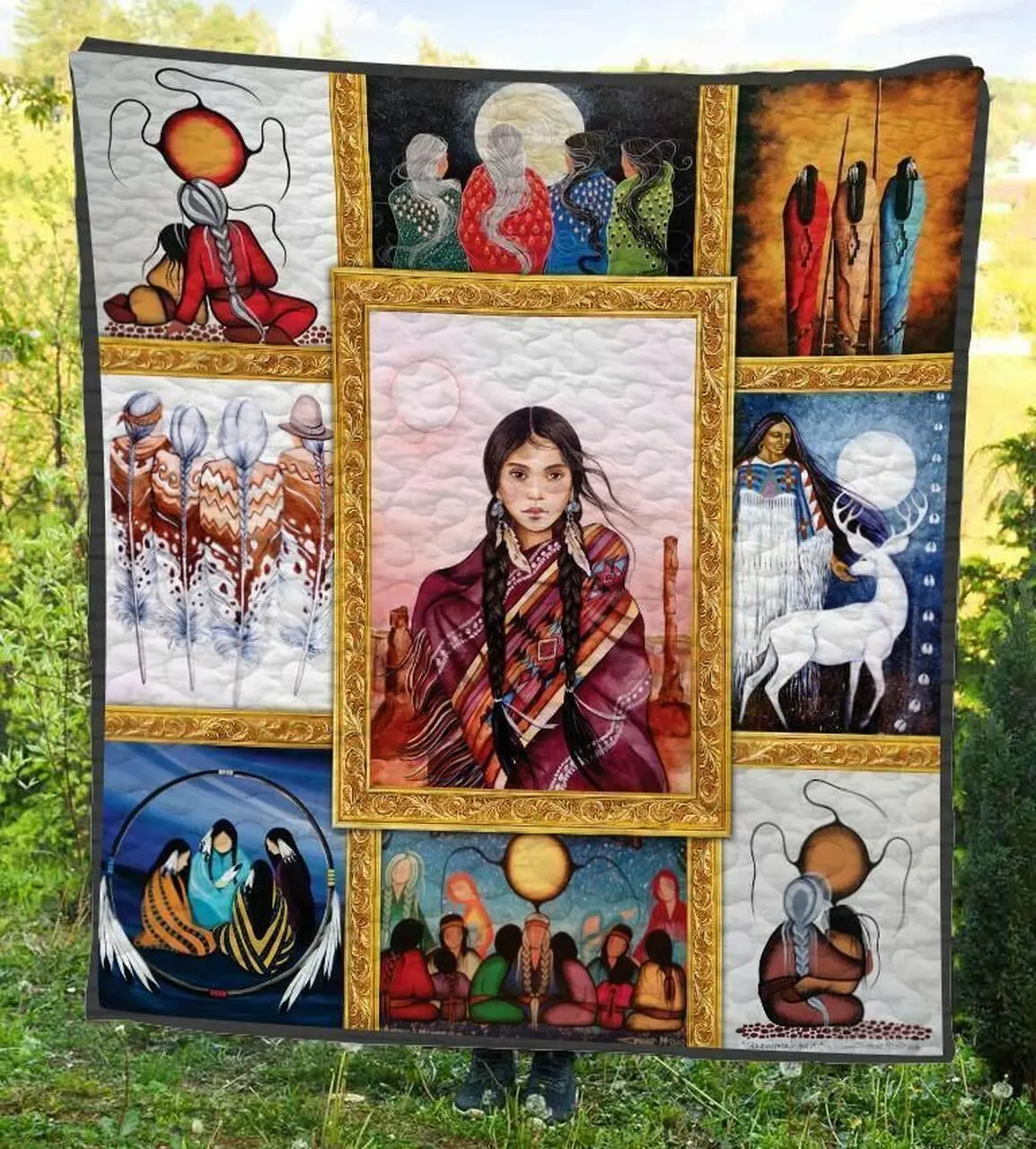 Woman Native 3D Customized Quilt and Home Decor