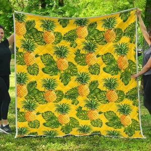 Yellow Tropical Pineapple Hur Quilt eu and Home Decor