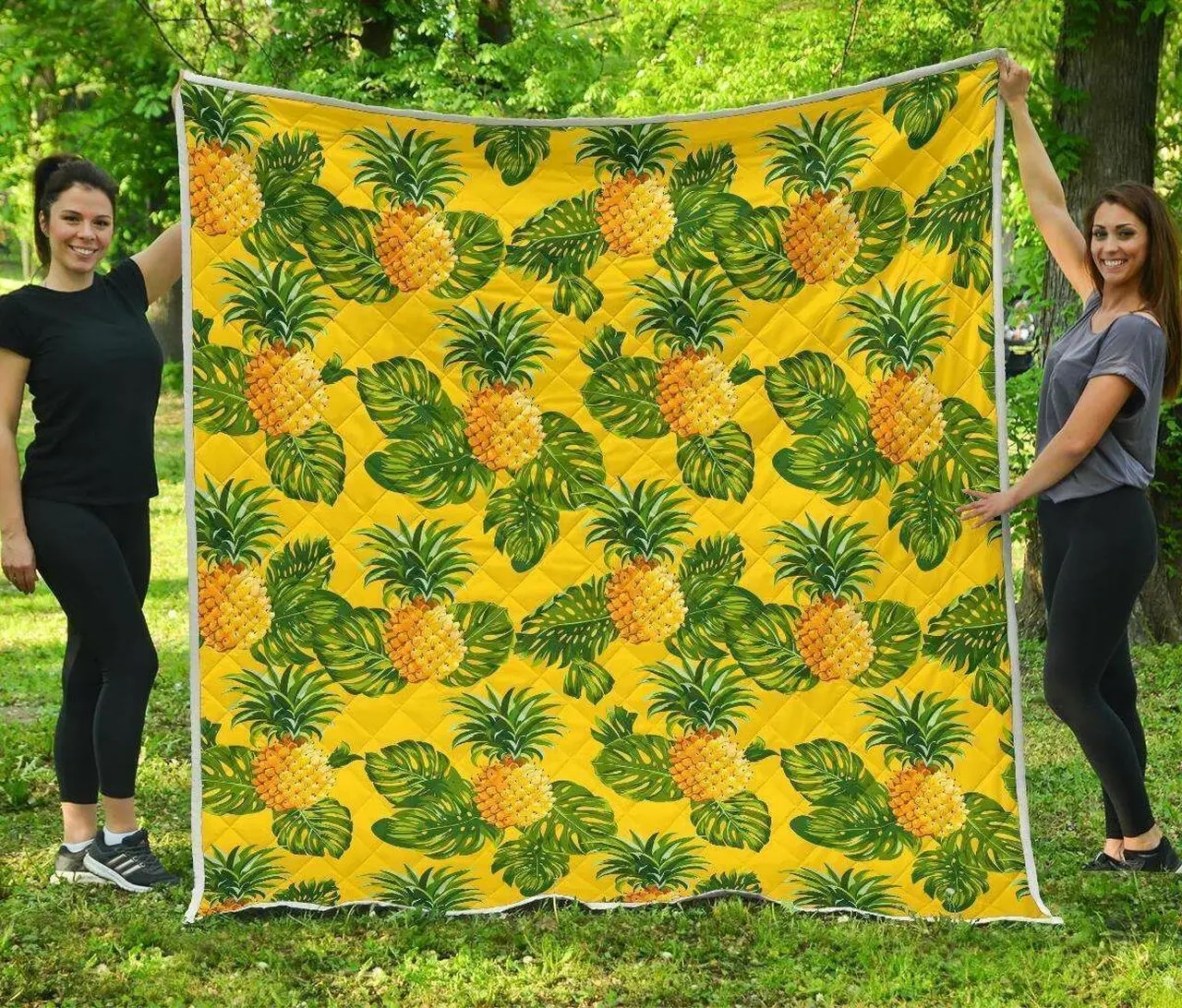Yellow Tropical Pineapple Hur Quilt eu and Home Decor