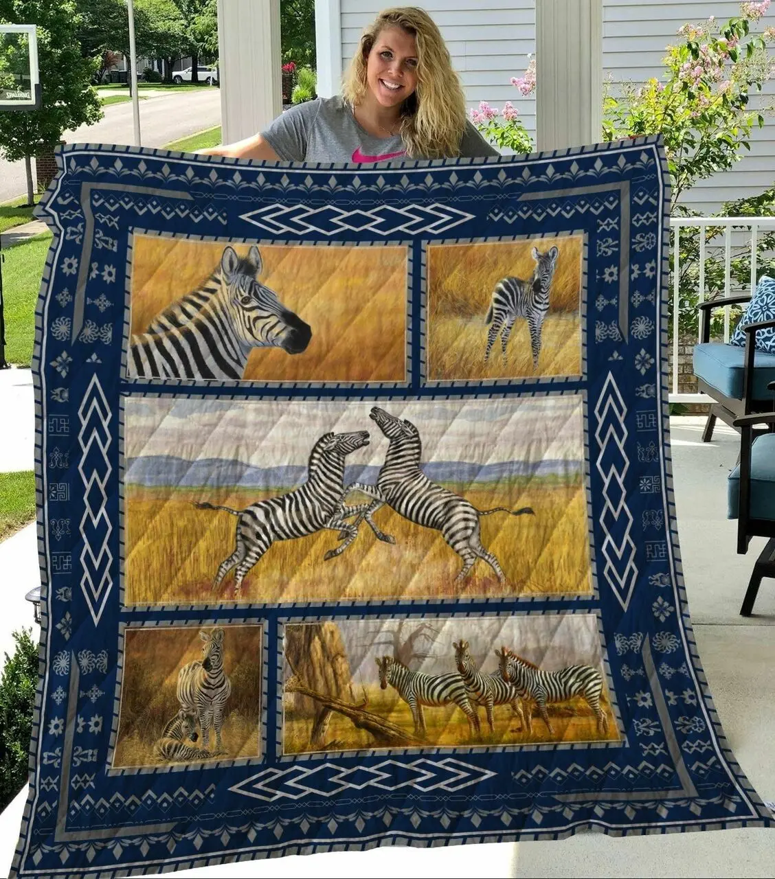 Zebra Quilt Blanket 02 and Home Decor