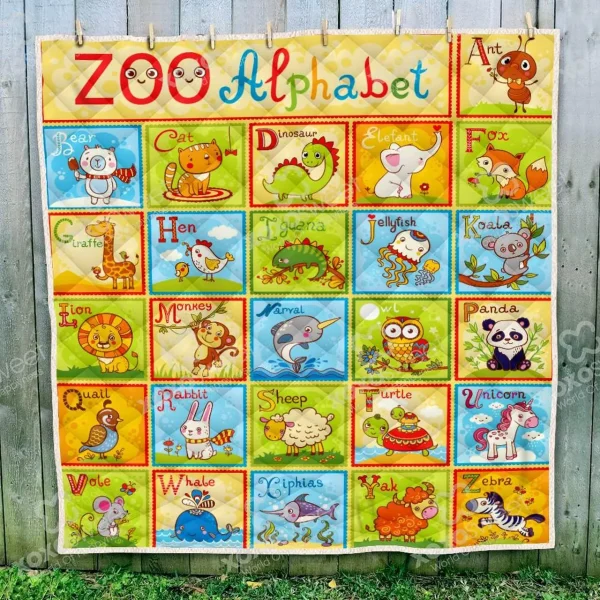Zoo Alphabet Quilt Blanket and Home Decor
